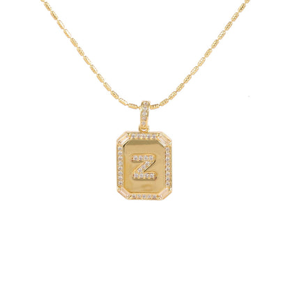 Square Initial Pendant Necklace
