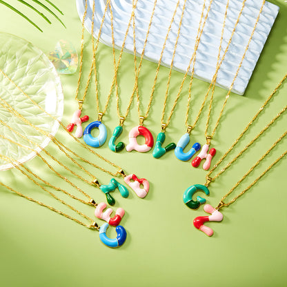 Colorblock Bubble Letter Necklace