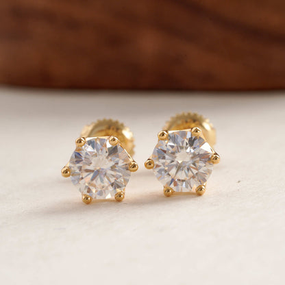 Moissanite Gold Stud Earrings