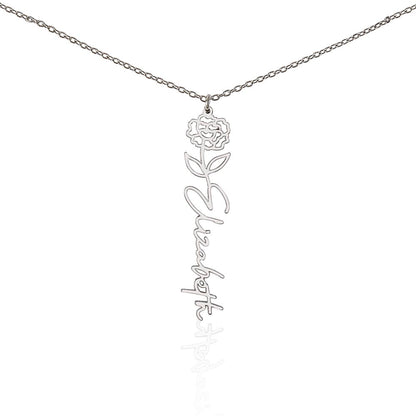 Elizabeth Flower Name Necklace