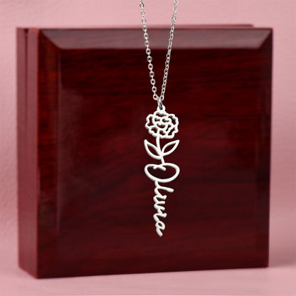 Elizabeth Flower Name Necklace
