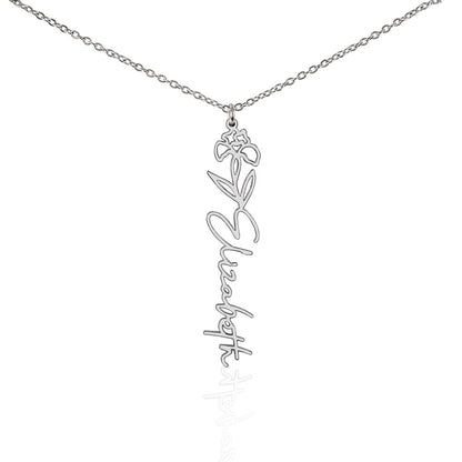 Elizabeth Flower Name Necklace