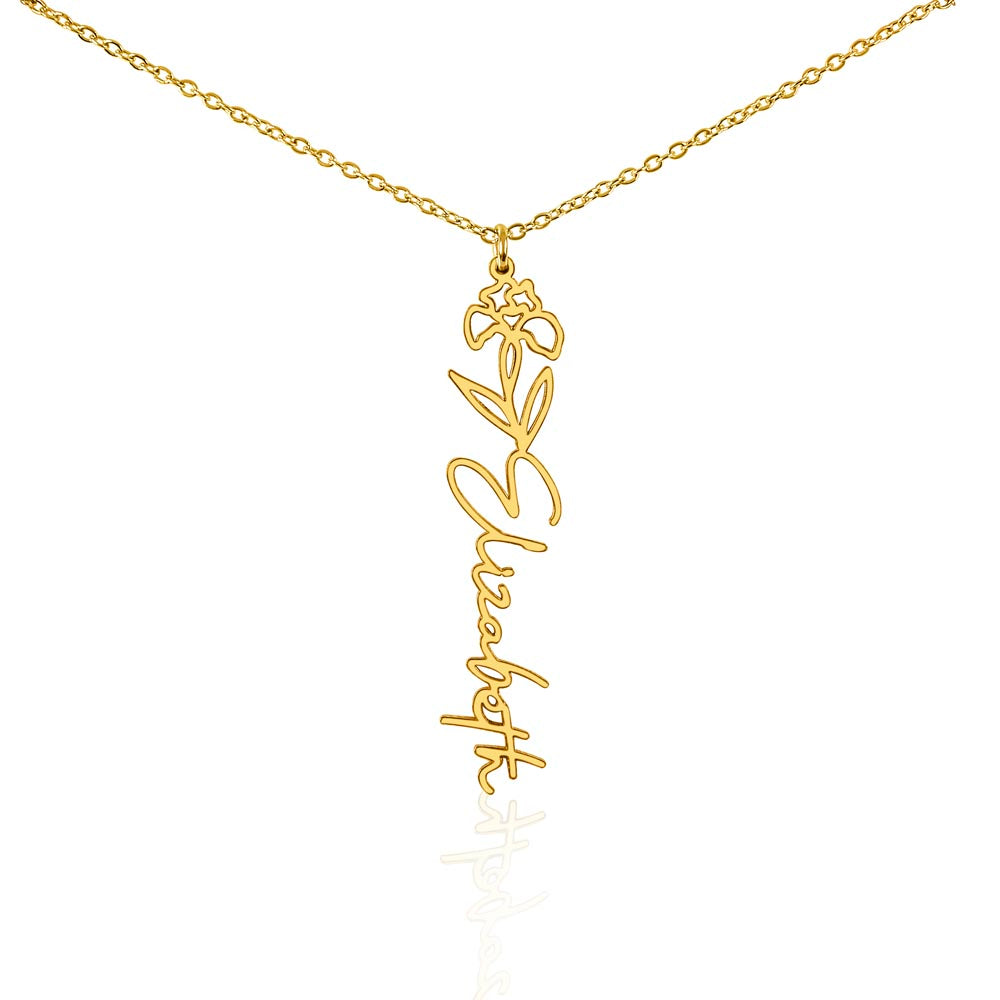 Elizabeth Flower Name Necklace