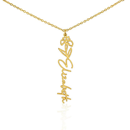 Elizabeth Flower Name Necklace