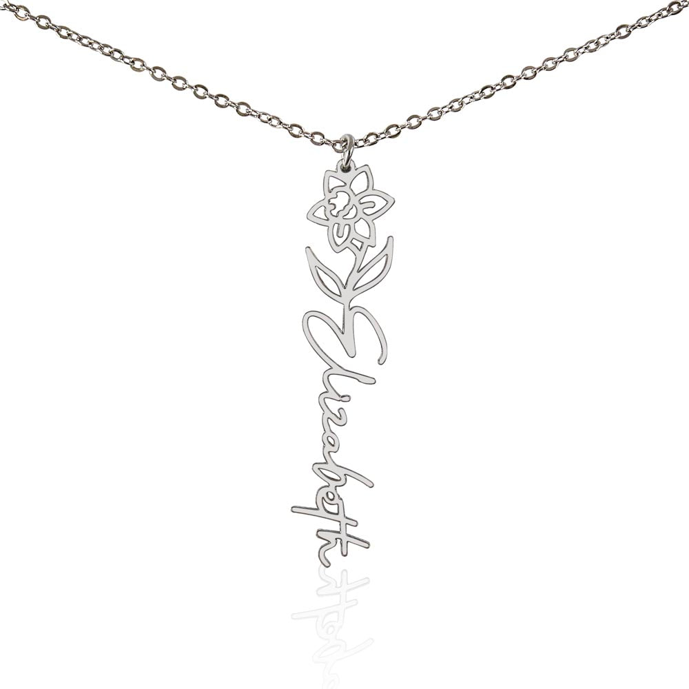 Elizabeth Flower Name Necklace