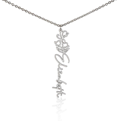 Elizabeth Flower Name Necklace