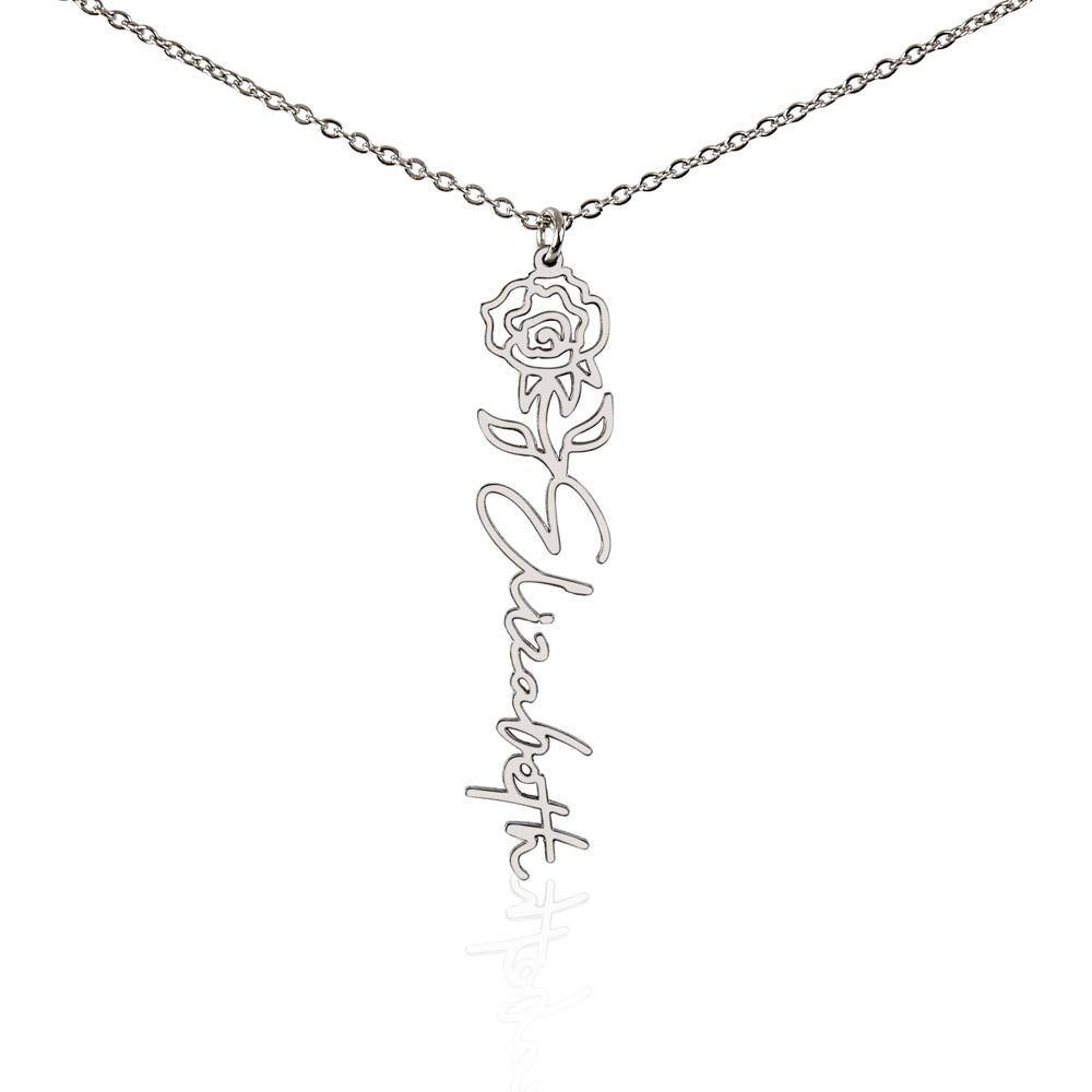 Elizabeth Flower Name Necklace