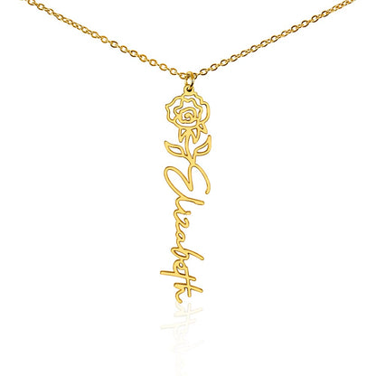 Elizabeth Flower Name Necklace