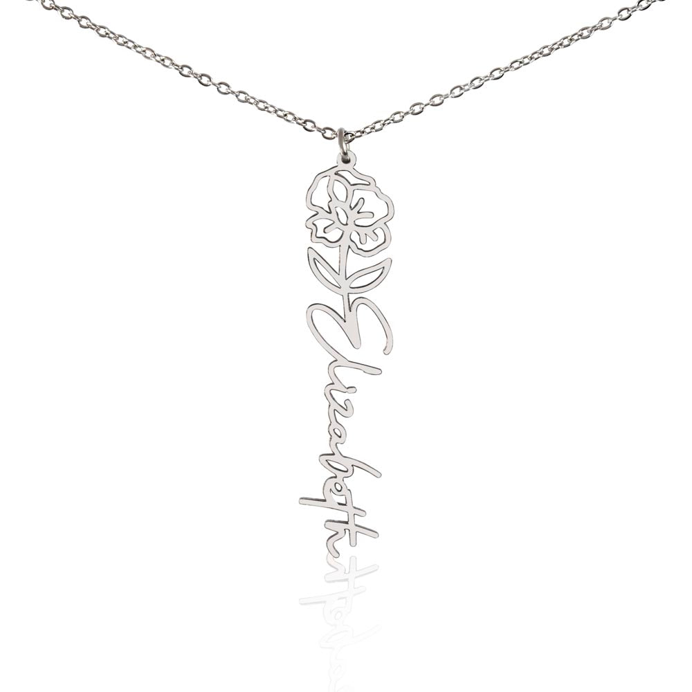Elizabeth Flower Name Necklace