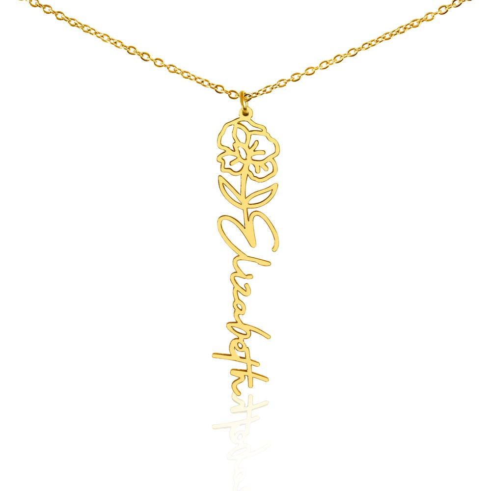 Elizabeth Flower Name Necklace