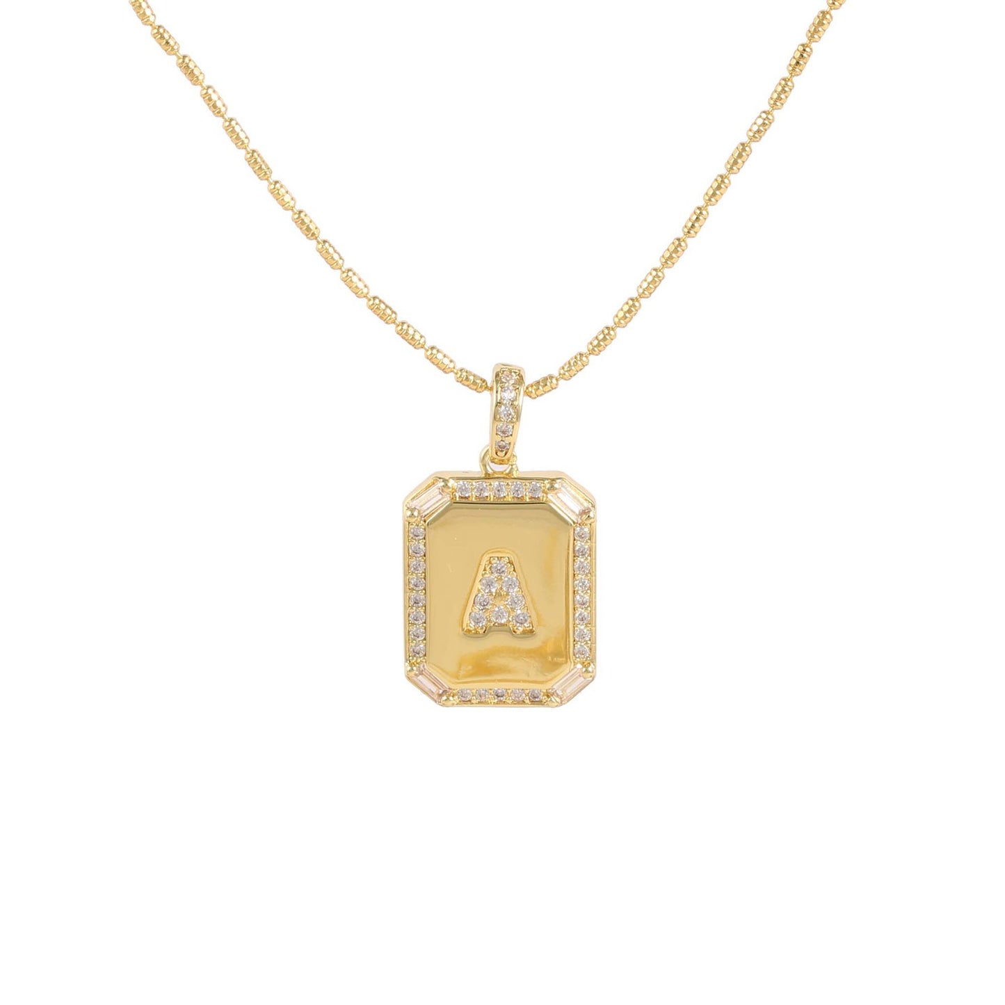 Square Initial Pendant Necklace