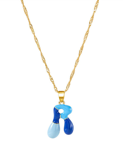 Colorblock Bubble Letter Necklace