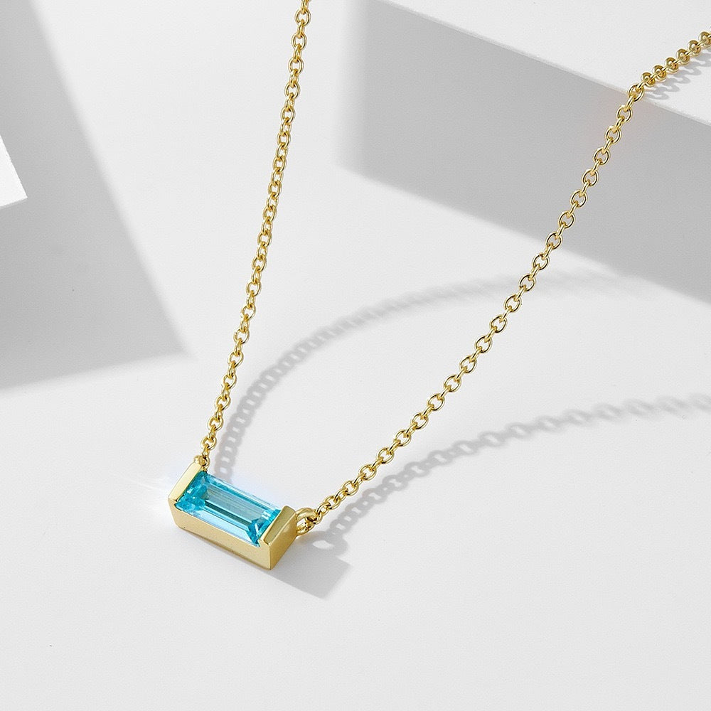 Baguette Birthstone Necklace