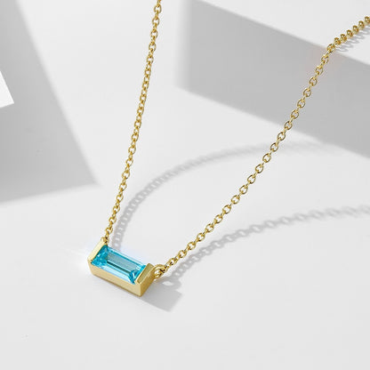 Baguette Birthstone Necklace
