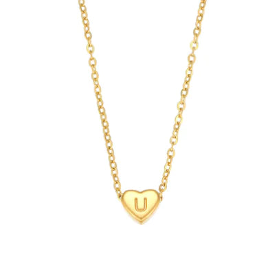 Mini Heart Initial Necklace
