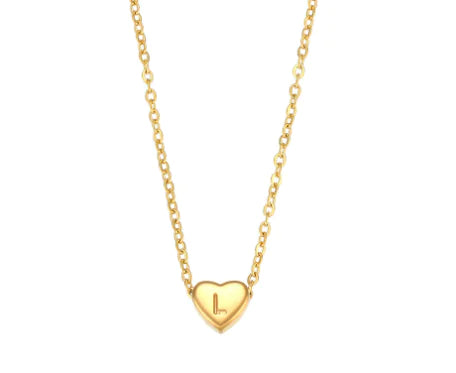 Mini Heart Initial Necklace