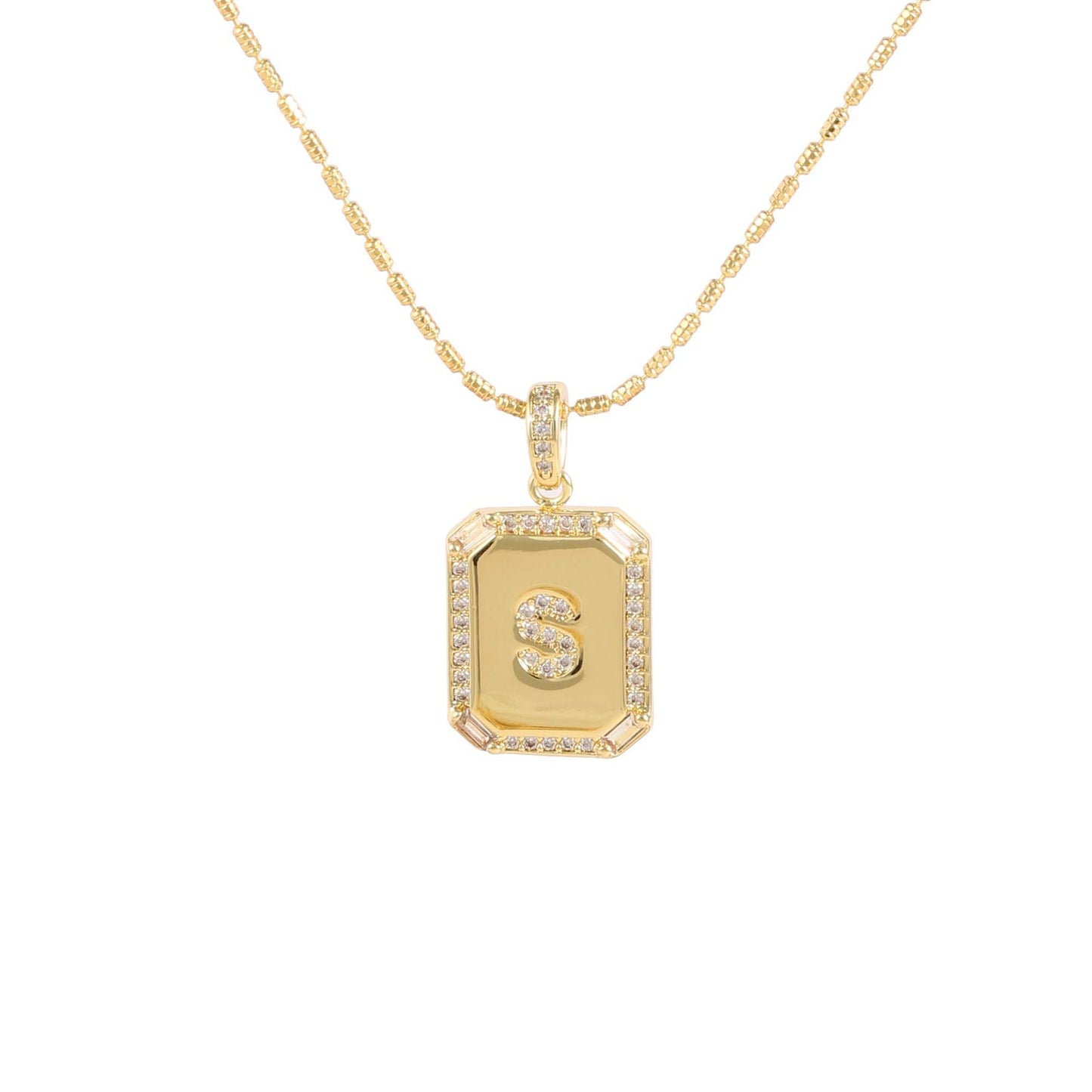 Square Initial Pendant Necklace