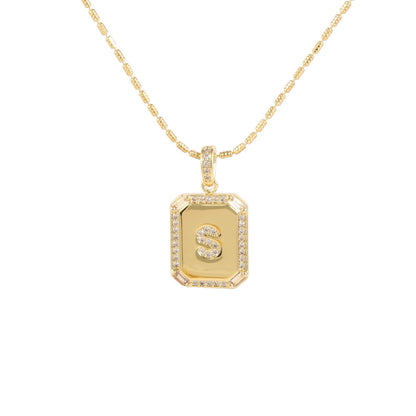 Square Initial Pendant Necklace