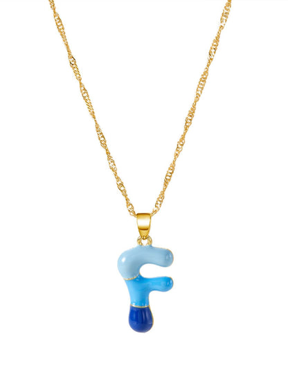 Colorblock Bubble Letter Necklace