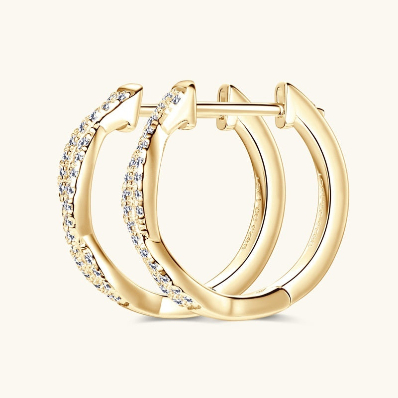 Pavé Moissanite Twist Hoop Earrings