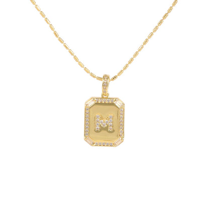 Square Initial Pendant Necklace