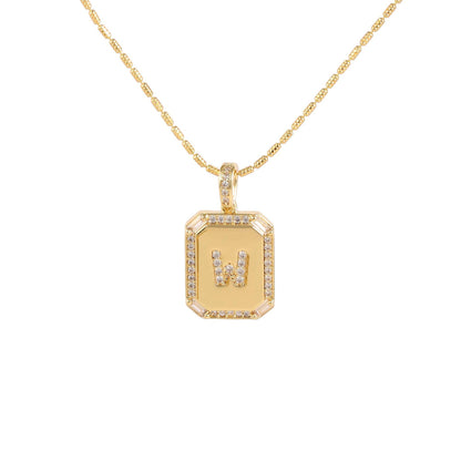 Square Initial Pendant Necklace
