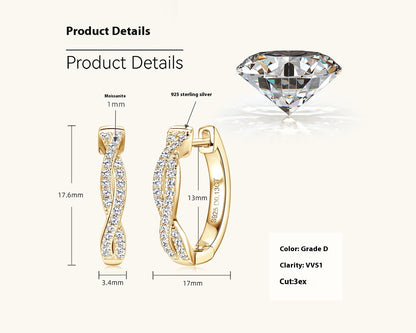 Pavé Moissanite Twist Hoop Earrings