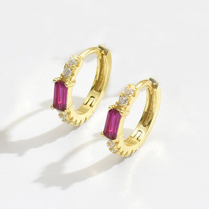 Baguette CZ and Pavé Huggie Earrings