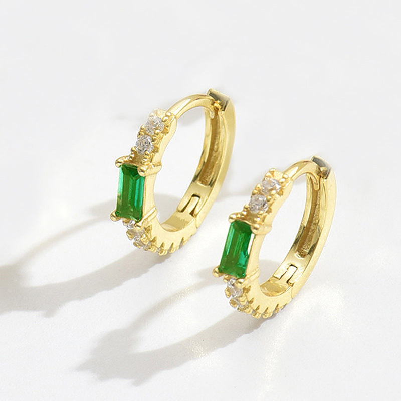 Baguette CZ and Pavé Huggie Earrings