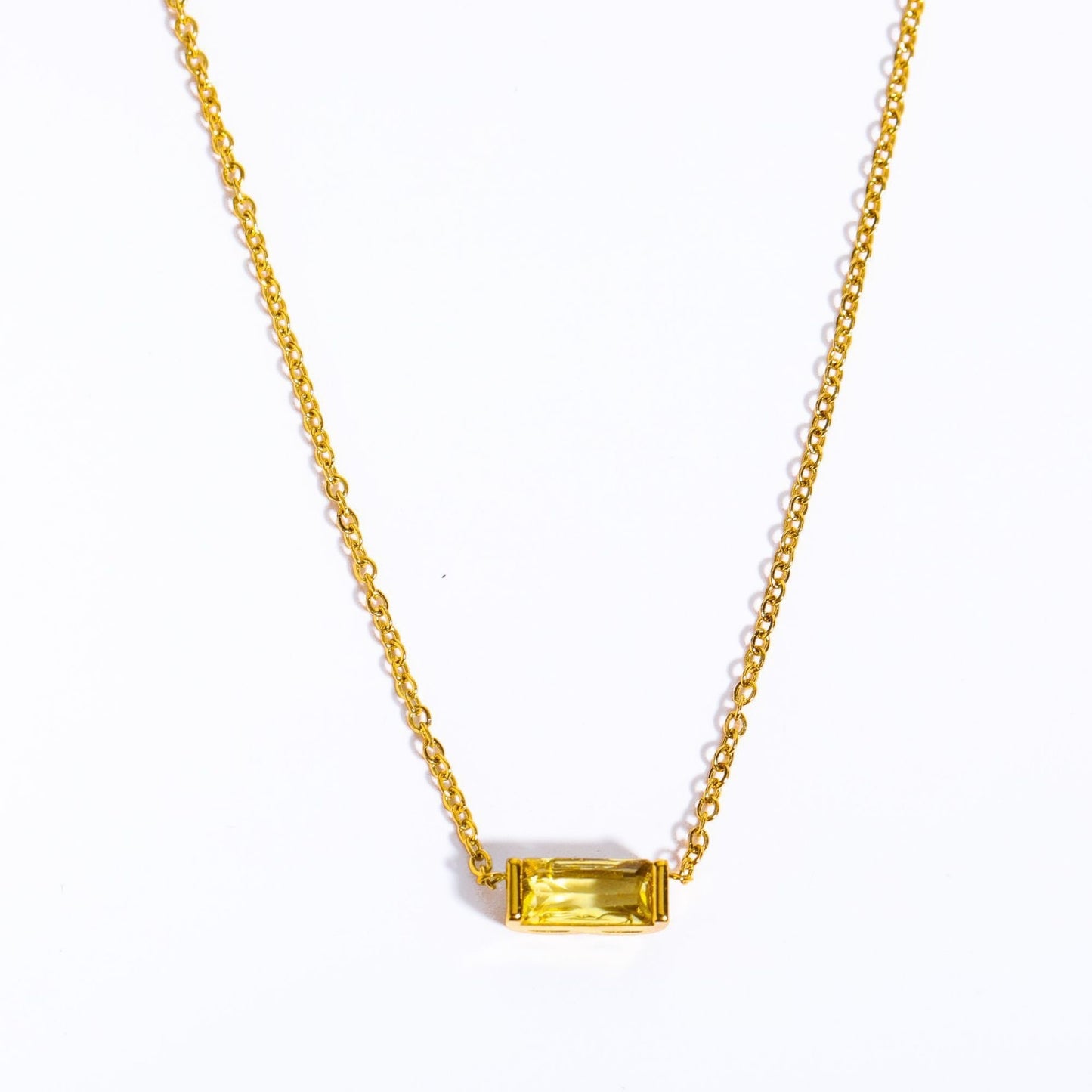 Baguette Birthstone Necklace