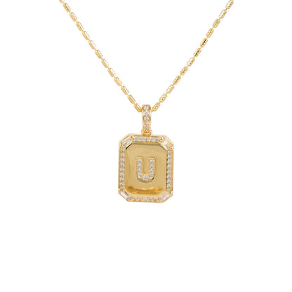 Square Initial Pendant Necklace