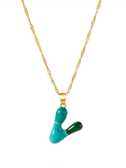 Colorblock Bubble Letter Necklace