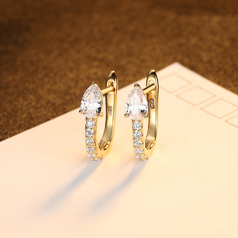 Pear Cut CZ Pavé Hoop Earrings