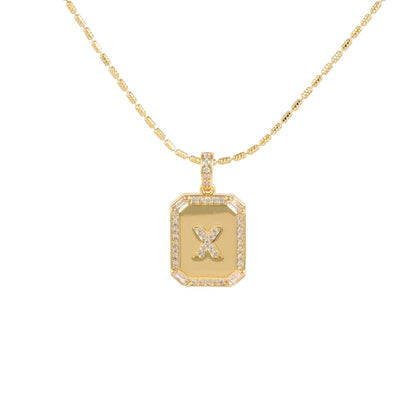 Square Initial Pendant Necklace