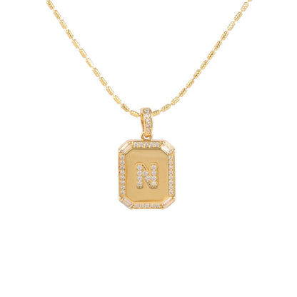 Square Initial Pendant Necklace