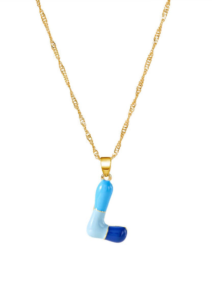 Colorblock Bubble Letter Necklace