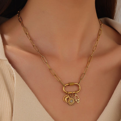 Charm Carabiner Clip Necklace