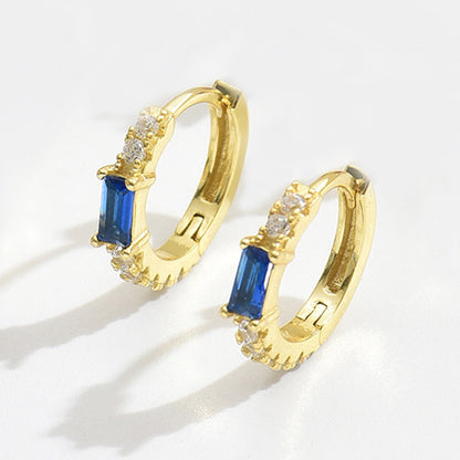 Baguette CZ and Pavé Huggie Earrings