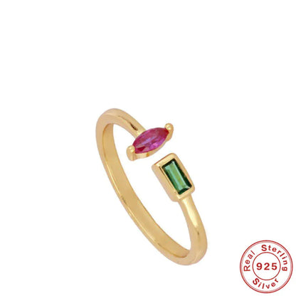 Pink Marquise and Emerald Ring