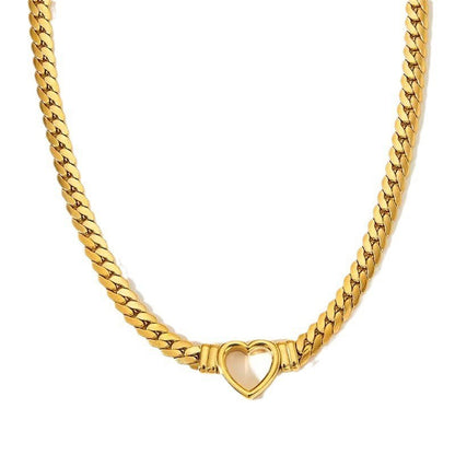 Gold Heart Cuban Bracelet