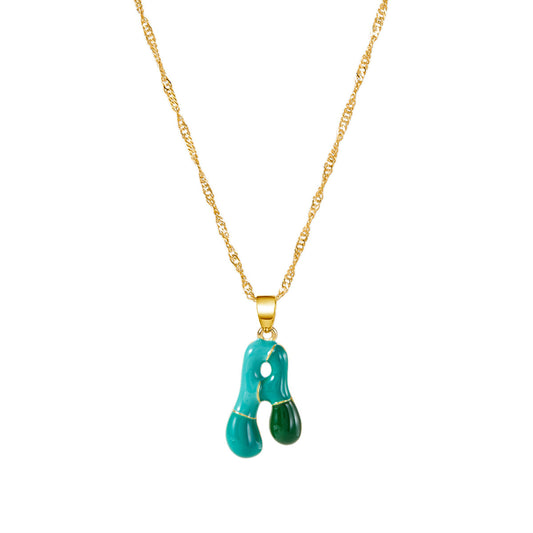 Colorblock Bubble Letter Necklace