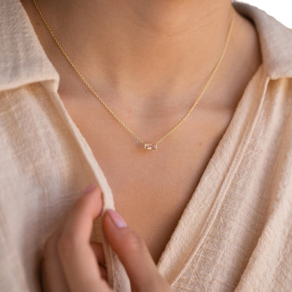 Baguette Birthstone Necklace
