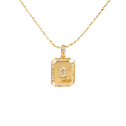 Square Initial Pendant Necklace