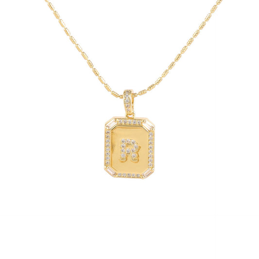 Square Initial Pendant Necklace