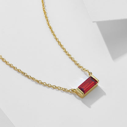 Baguette Birthstone Necklace