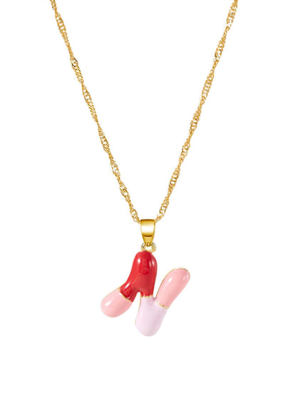 Colorblock Bubble Letter Necklace
