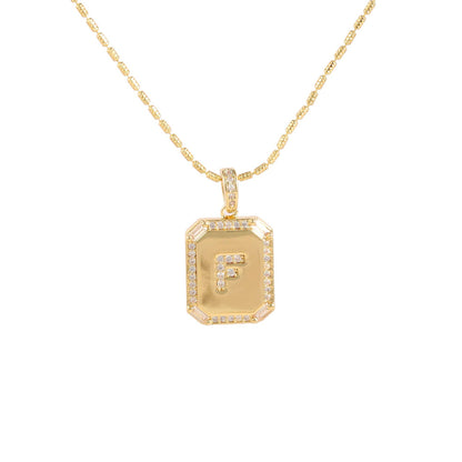 Square Initial Pendant Necklace