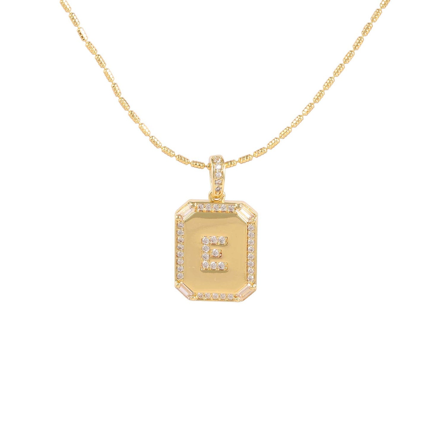 Square Initial Pendant Necklace
