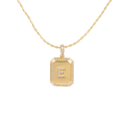 Square Initial Pendant Necklace