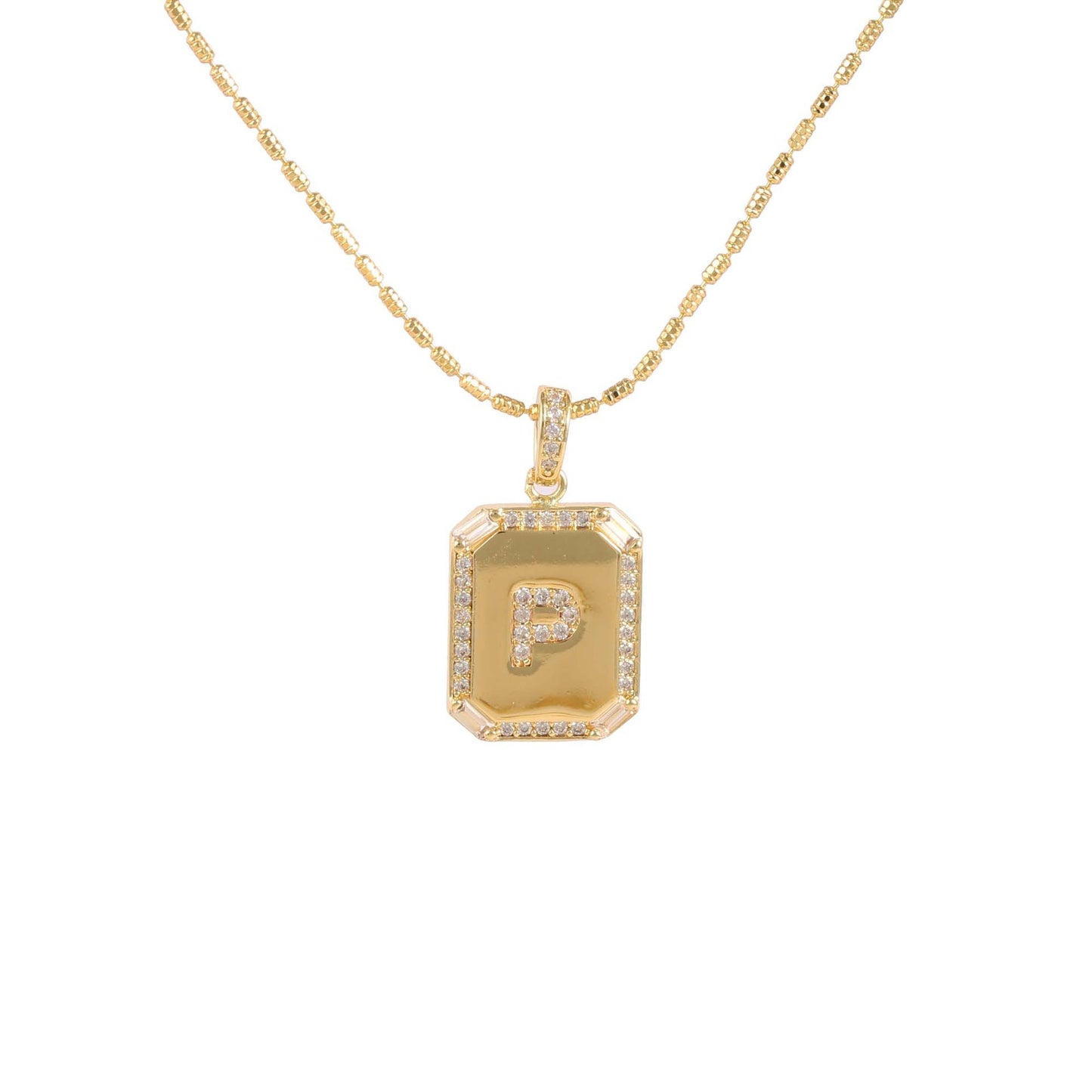 Square Initial Pendant Necklace